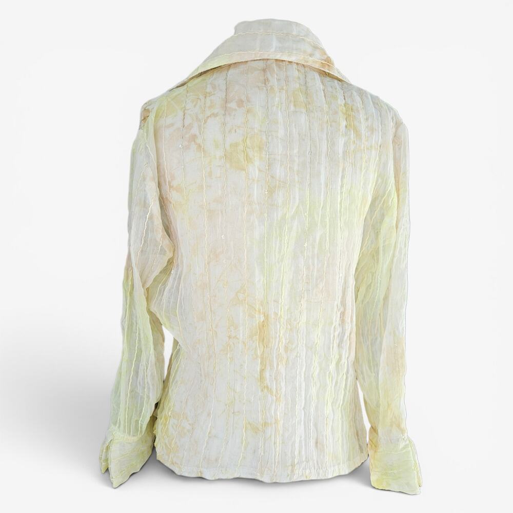 Sold - Euro Button-Up Shirt Semi Sheer Flowy - Large - Picture 4 of 7